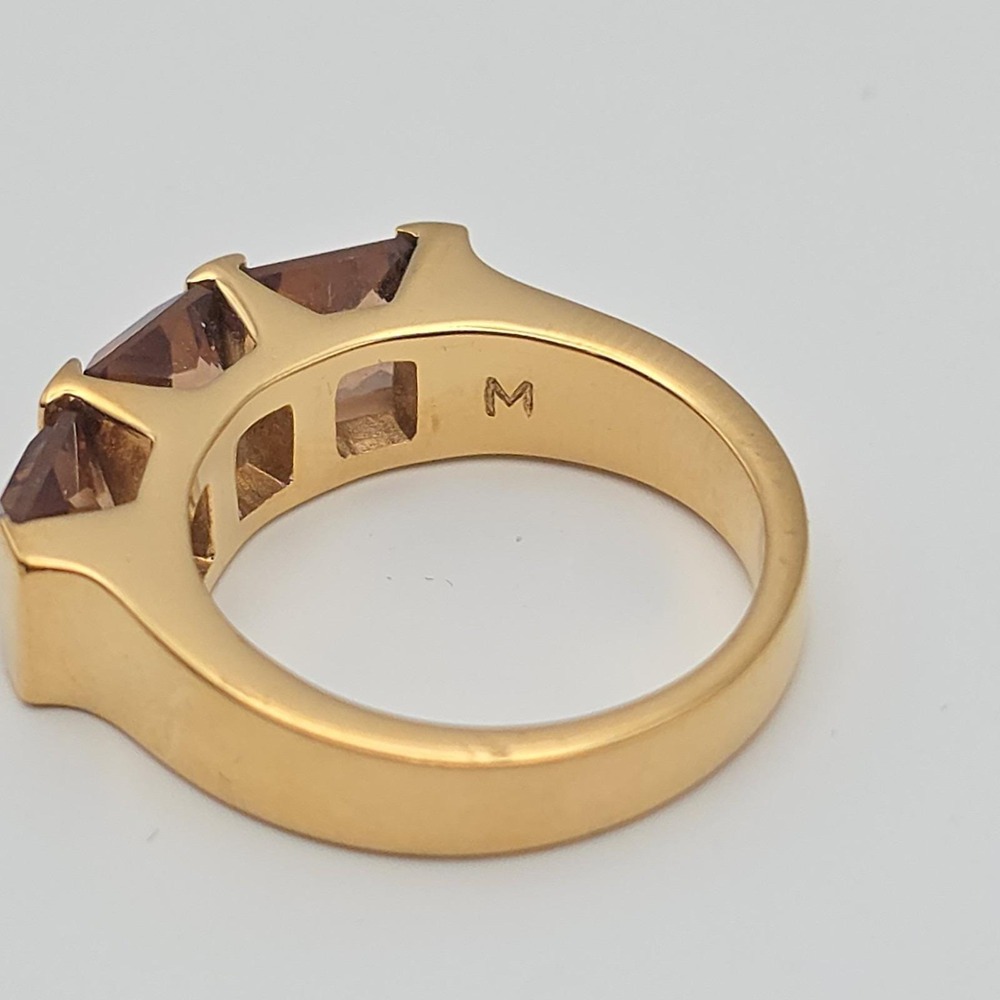 Vintage SWAROVSKI Ring Signed 3 Austrian Crystals 18k Yellow Gold Plate Size 7.5 - Picture 11 of 14